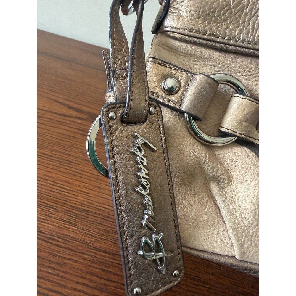 B Makowsky Gold Tan Bronze Camouflage Soft Leather Crossbody Leopard Lining Bag - Picture 12 of 16